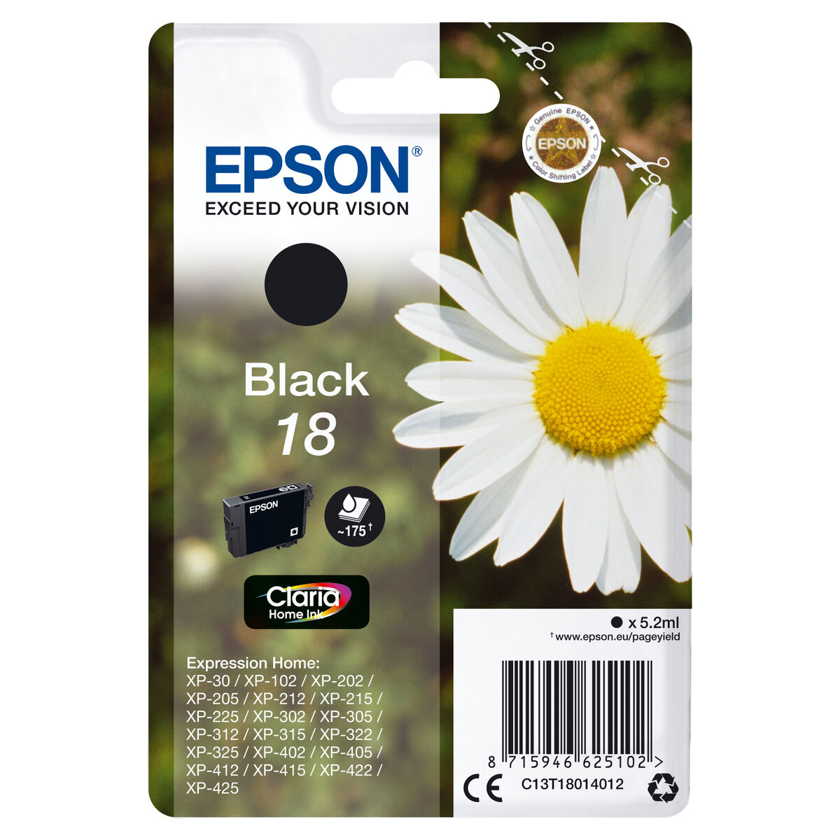 Bild von Original Tintenpatrone Epson C13T18014012 Schwarz (1 Stück)