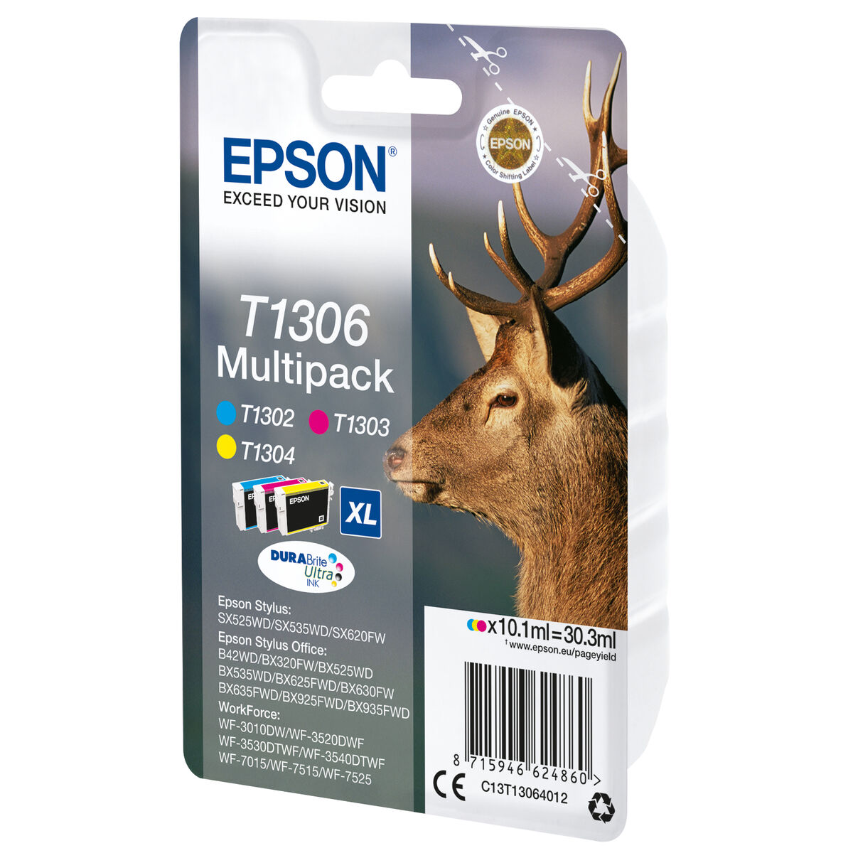 Image secondaire de Cartouche d'encre originale Epson SX525WD/620FW/ OFFICE B42WD/525WD/625FWD/925FWD Tricolore (4 Unités)