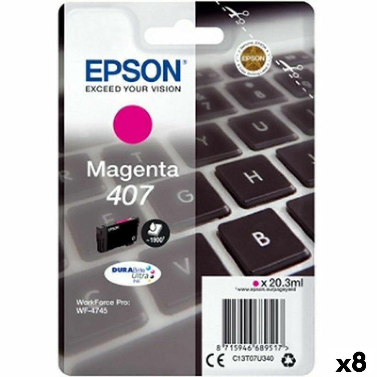 Bild von Original Tintenpatrone Epson WorkForce Pro 4745 Series Magenta (8 Stück)