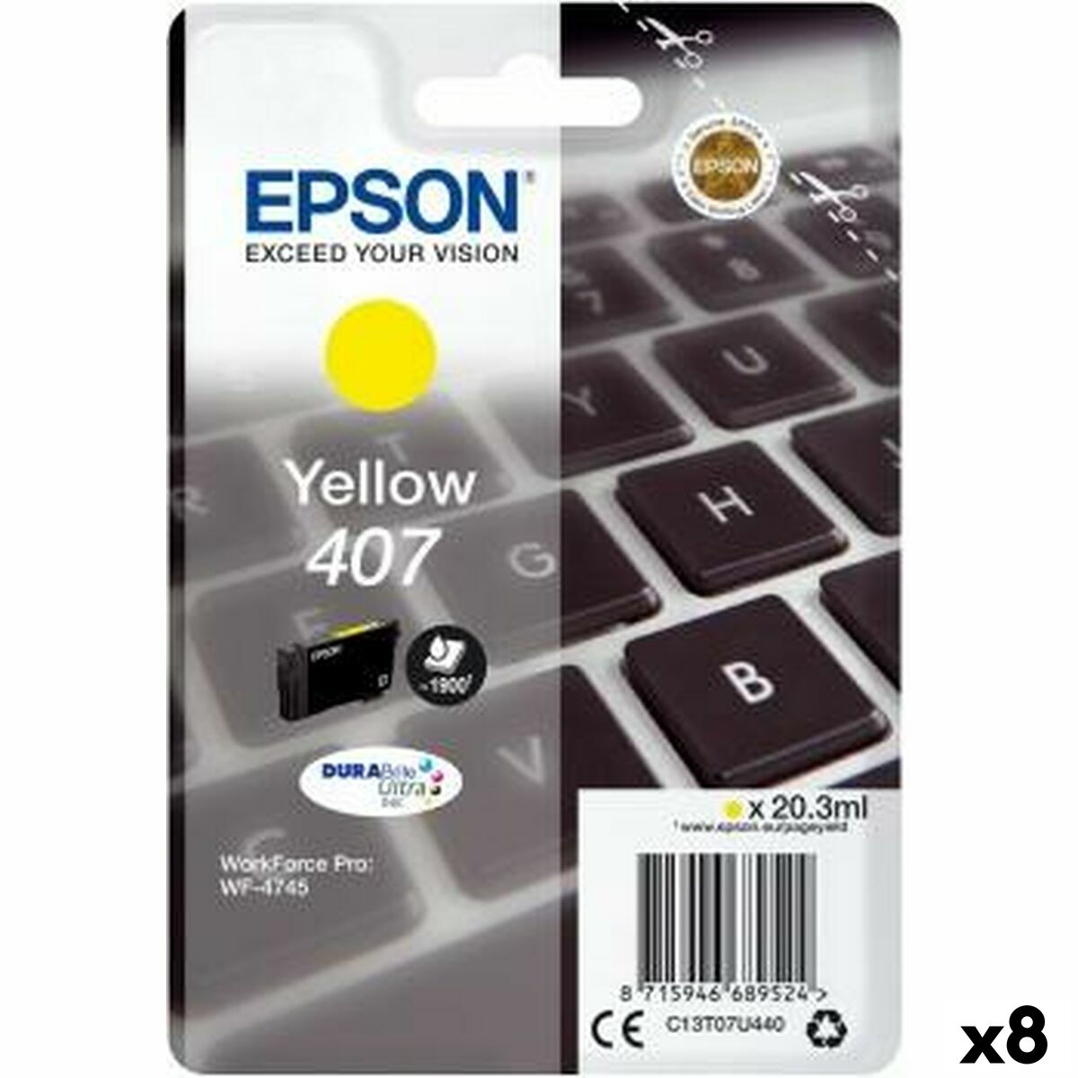 Bild von Original Tintenpatrone Epson WorkForce Pro 4745 Series Gelb (8 Stück)