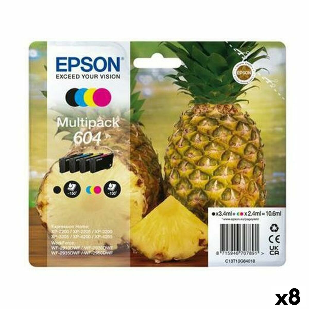 Bild von Original Tintenpatrone Epson XP-2200 WF-2910DWF Schwarz/Zyanblau/Magenta/Gelb (8 Stück)