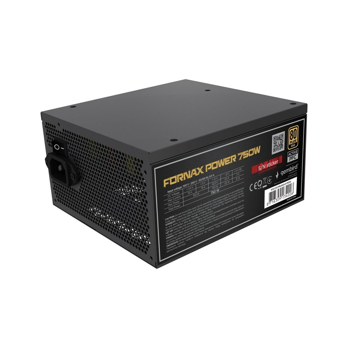 Τροφοδοσία Ρεύματος GEMBIRD CCC-PSUGOLD-750W