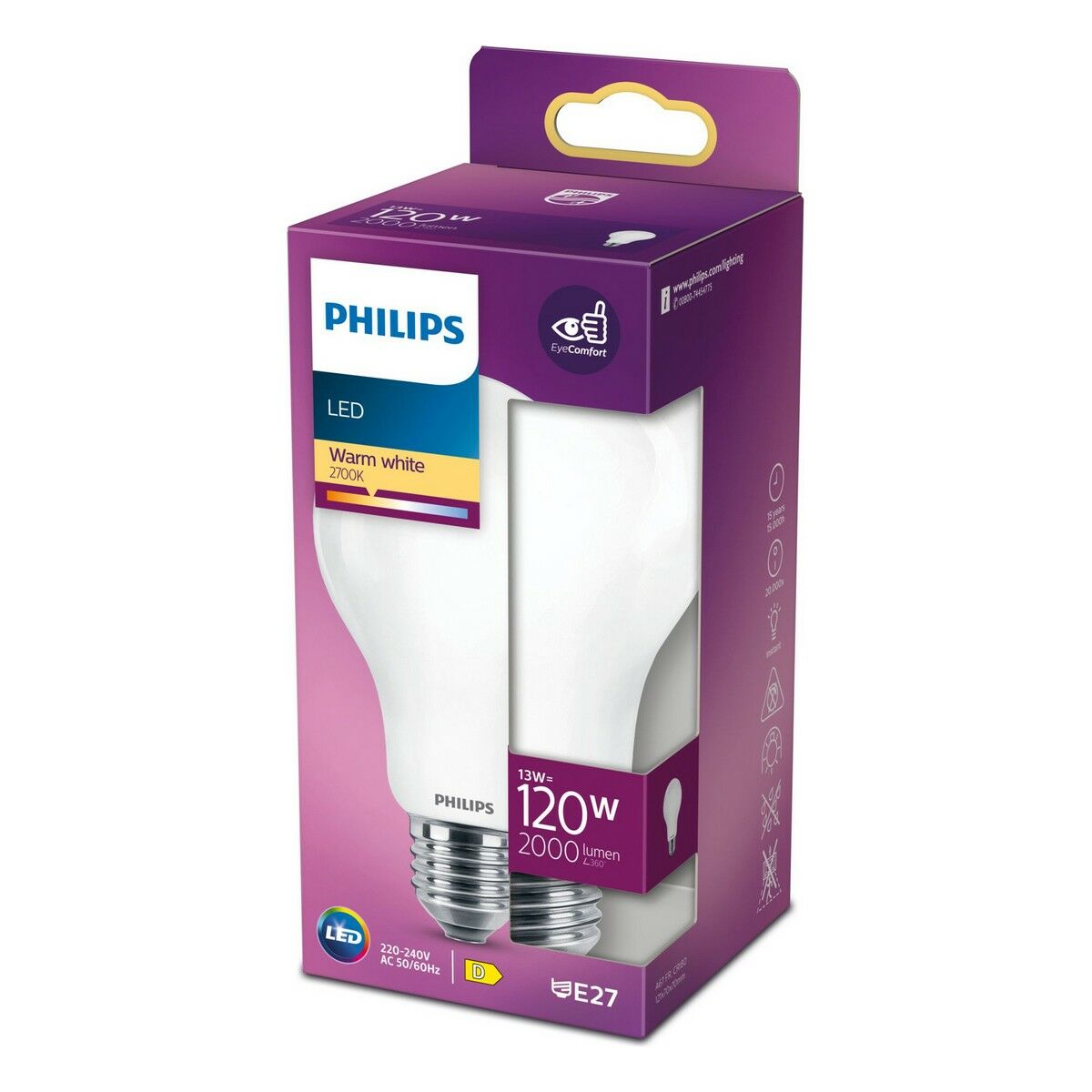 Lampe LED Philips E27 D 13 W 7 x 12 cm 2000 Lm (2700 K)