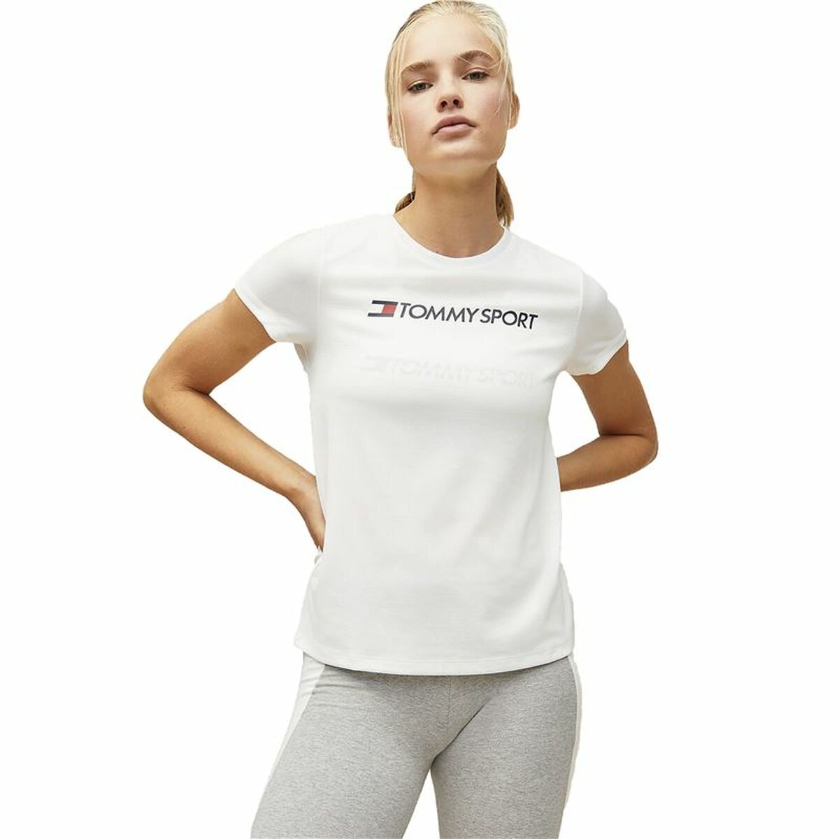T-shirt à manches courtes femme Tommy Hilfiger Logo Chest  Blanc