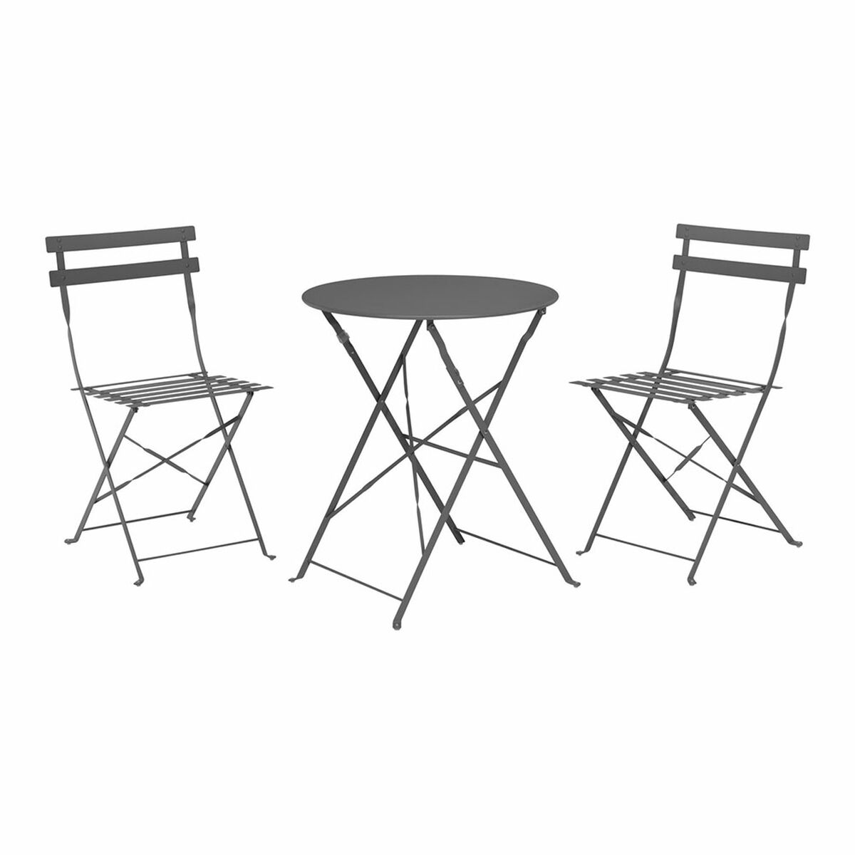 Spisebordsæt med 2 stole IPAE Progarden Bistró Foldbar Antracit (3 Dele)