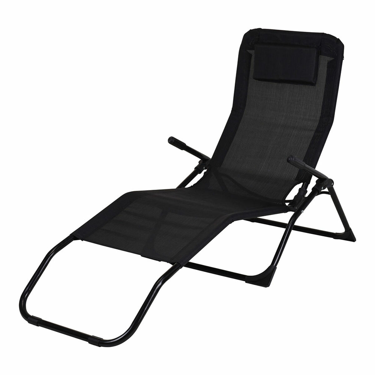 Chaise longue Noir Pliable (158 cm)