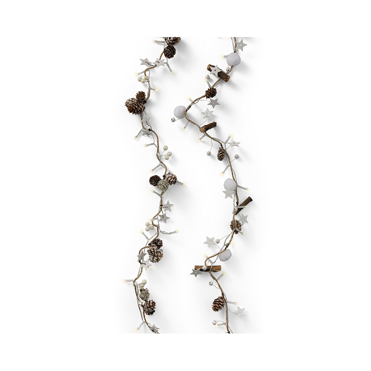 Guirlande de Noël Lumineo Bois Ananas Etoiles 1,20 m