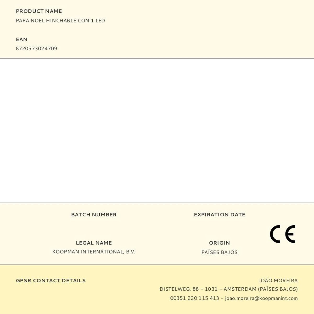 Święty Mikołaj BASIC & CO 120 x 70 x 190 cm nadmuchiwany