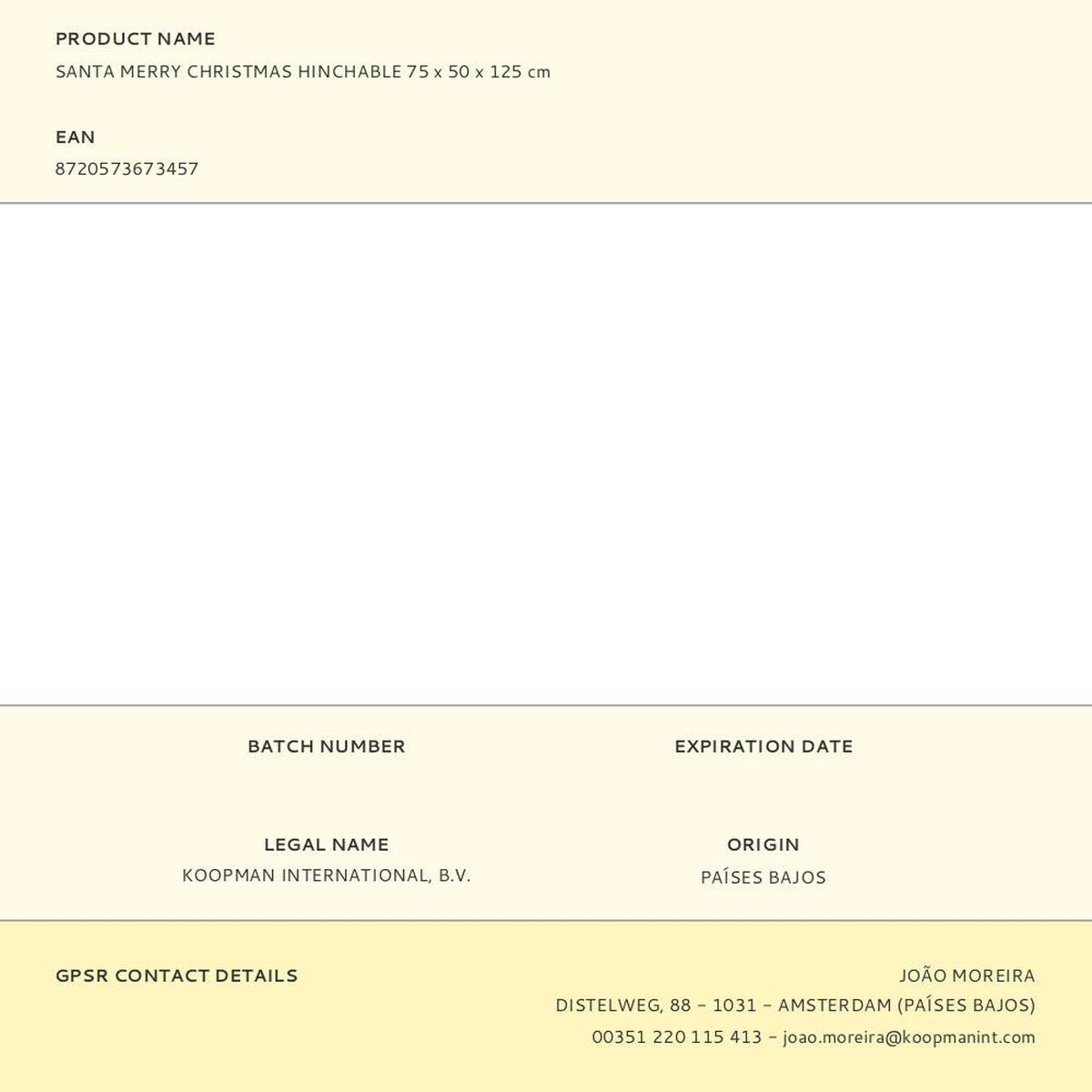 Święty Mikołaj BASIC & CO 75 x 50 x 125 cm nadmuchiwany