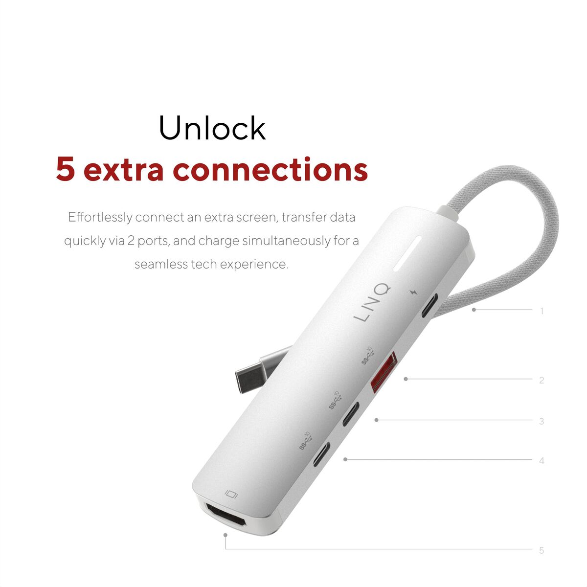 Picture of USB Hub Linq Byelements LQ49051 White Grey