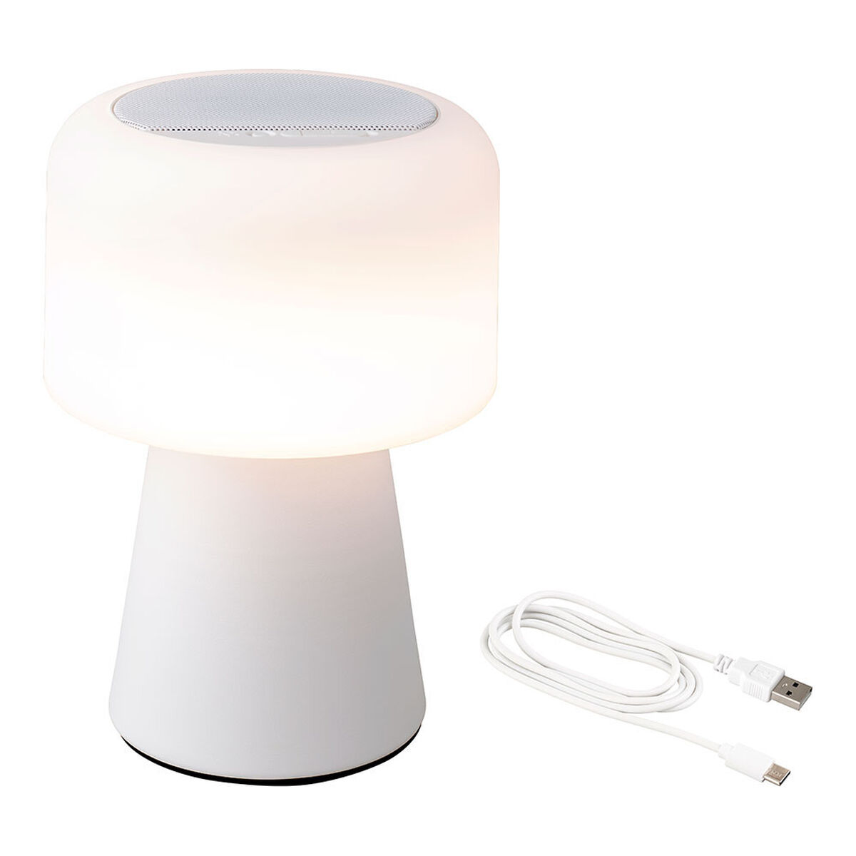 LED-lampe med Bluetooth-højttaler og trådløs oplader Lumineo 894417 Hvid 22,5 cm Genopladelig
