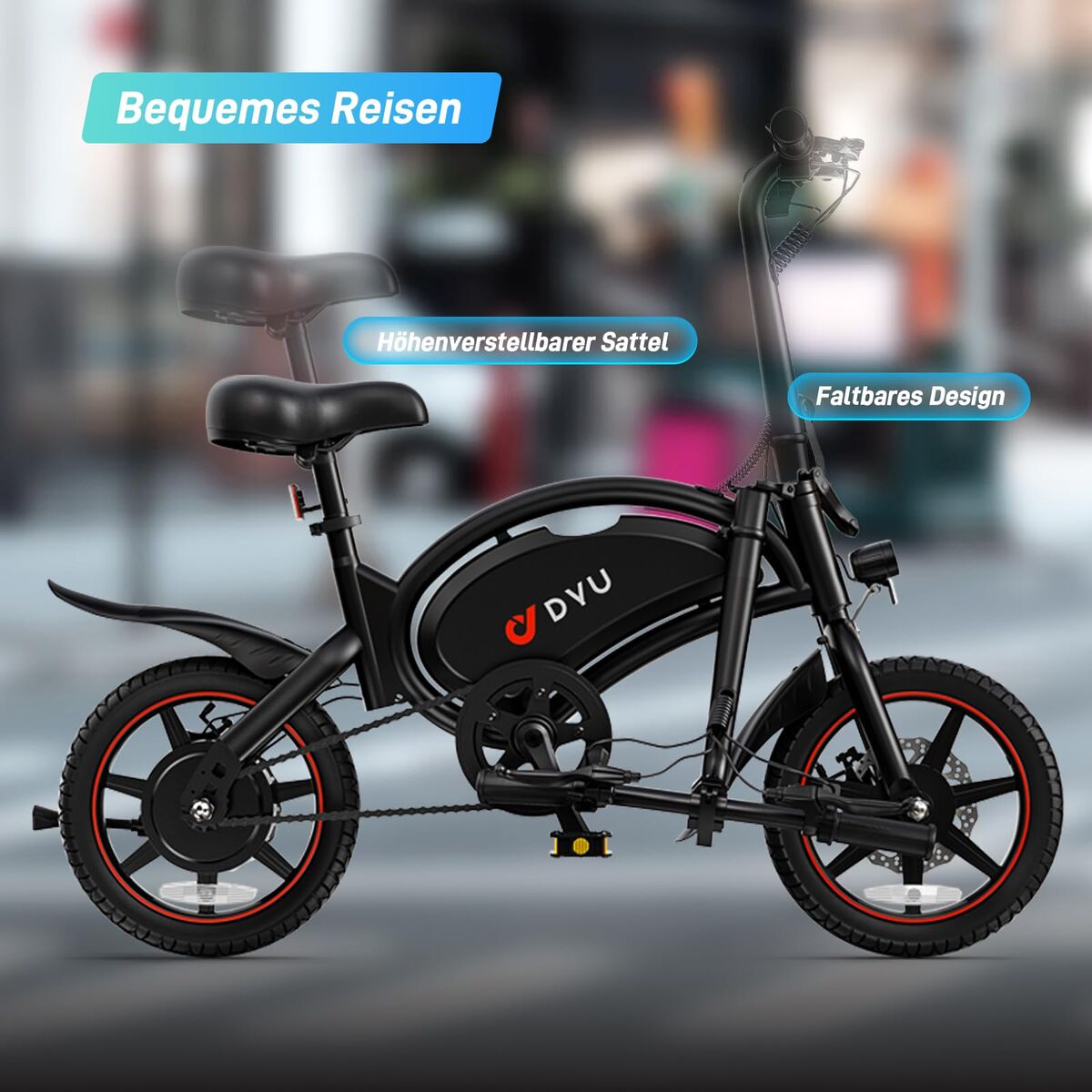 Electric Bike DYU DYU-D3S-001 Black 250 W 10 Ah 14″