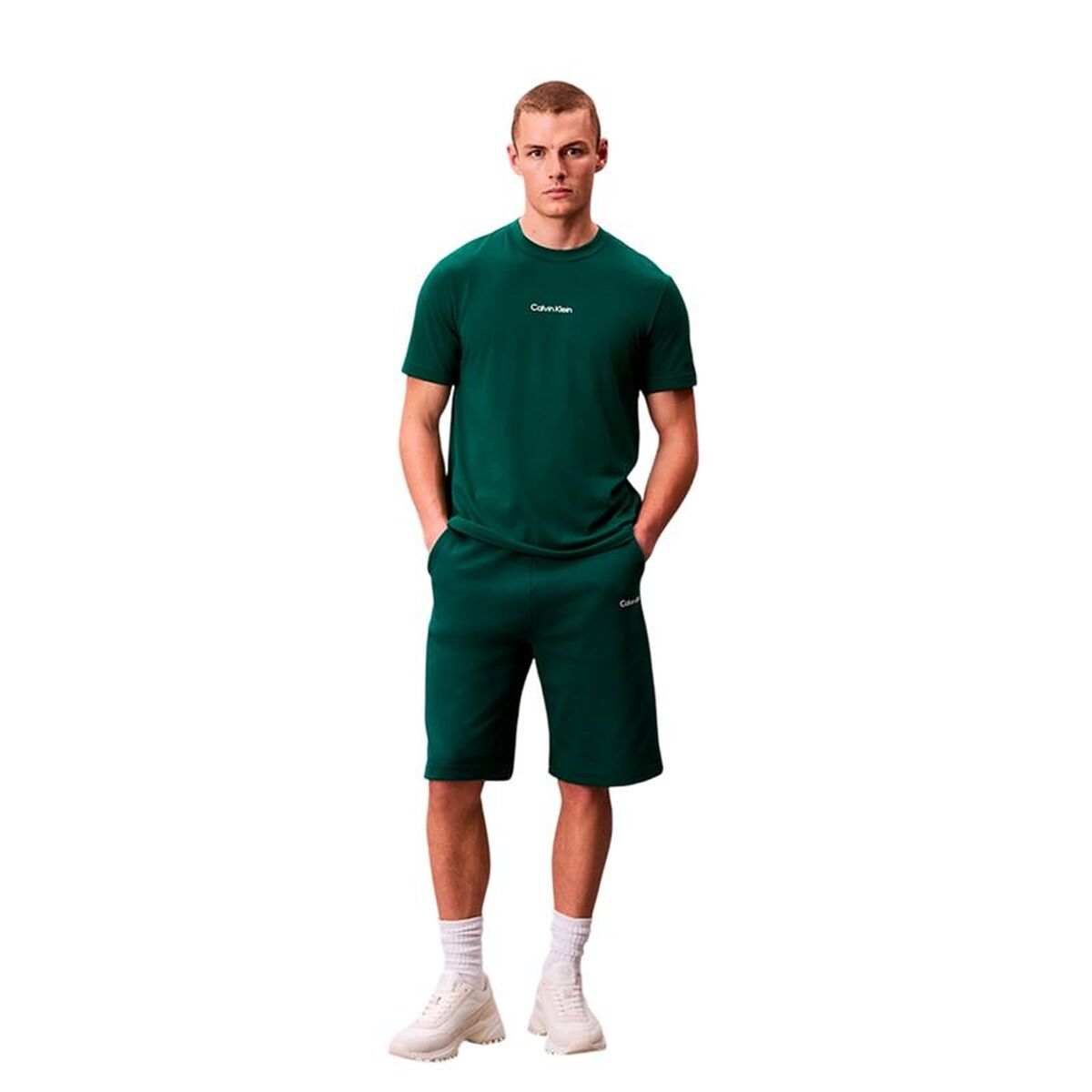 Heren-T-Shirt met Korte Mouwen Calvin Klein Olijf