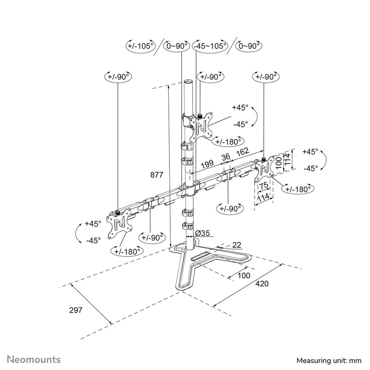 Bild von Screen Table Support Neomounts DS45-600BL2-1 10" 32"