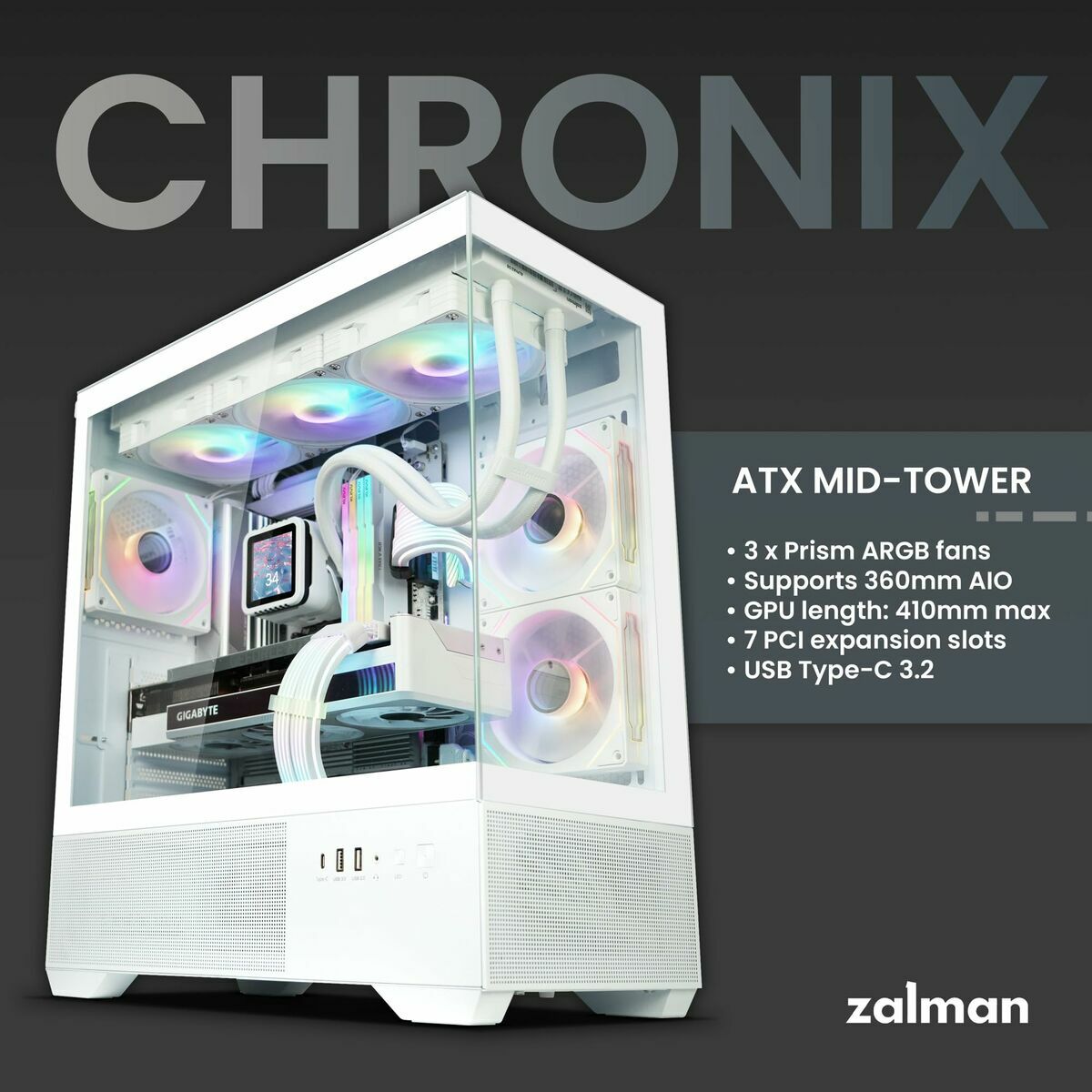 Afbeeldingen van ATX Semi-tower Box Zalman CHRONIX WHITE White