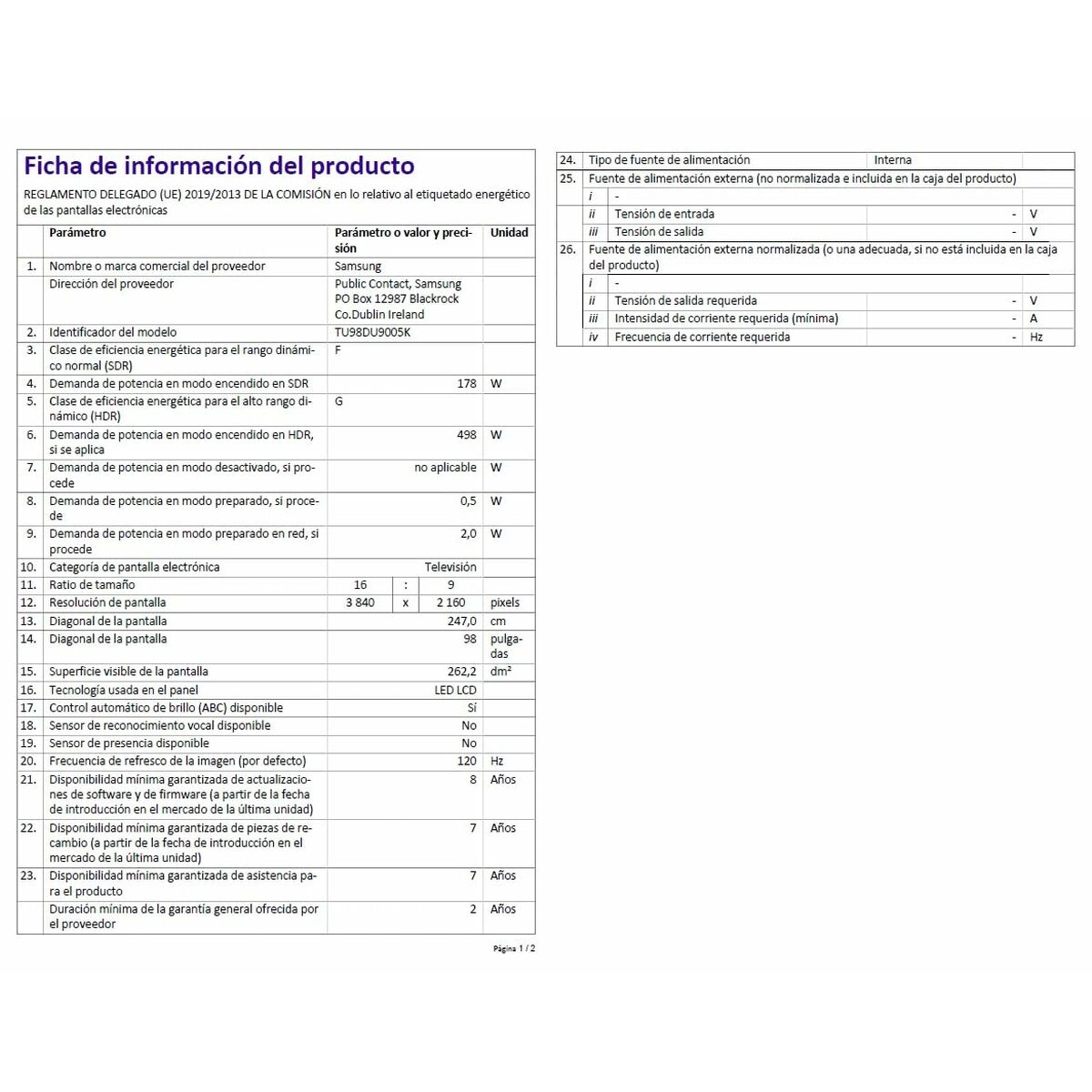 Image de Smart TV Samsung TU98DU9005KX 98 4K Ultra HD 98"