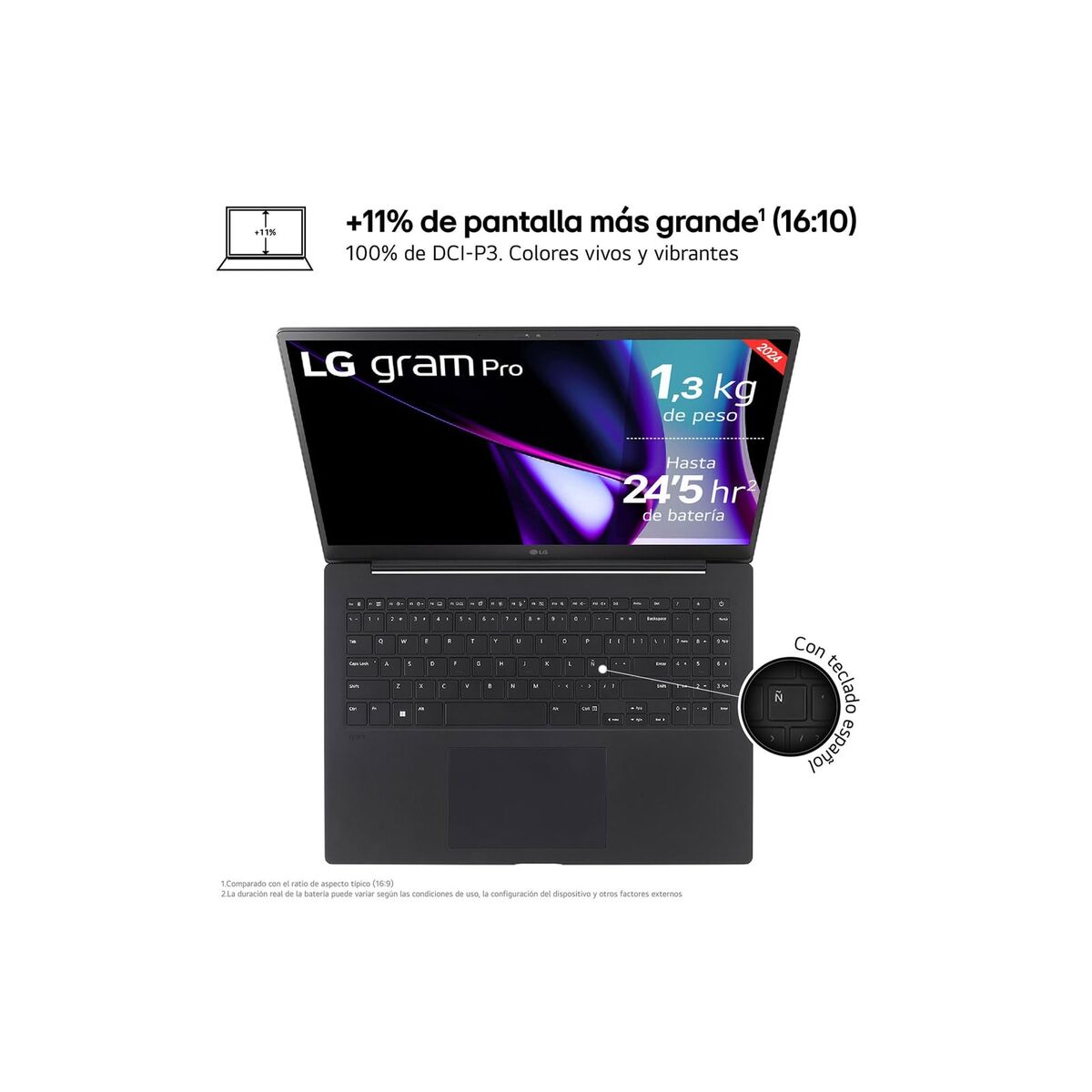 Picture of Laptop LG 16ZD90SP-A.AX78B 16" intel core ultra 7 32 GB RAM 1 TB SSD Spanish Qwerty