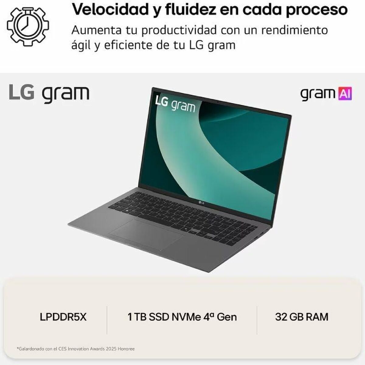 Afbeeldingen van Laptop LG 16Z90TL-G.AU88B 16" intel core ultra 7 32 GB RAM 1 TB SSD Spanish Qwerty
