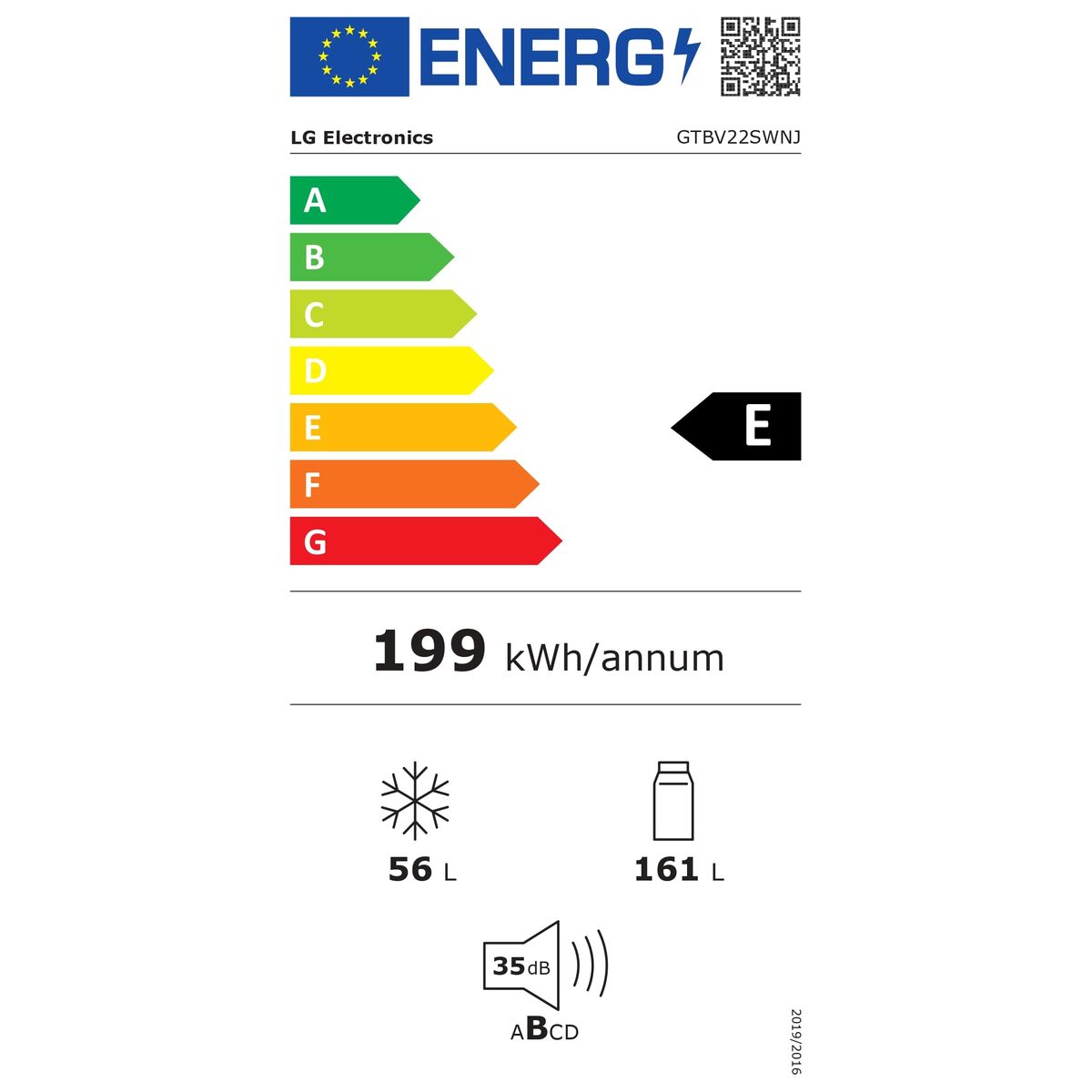 Koel-vriescombinatie LG GTBV22SWNJ Wit
