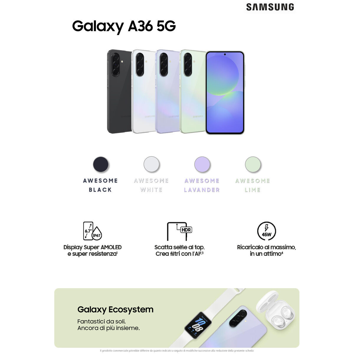 Smartphone Samsung SM-A366BZKBEEB 6,7" 6 GB RAM 128 GB Black