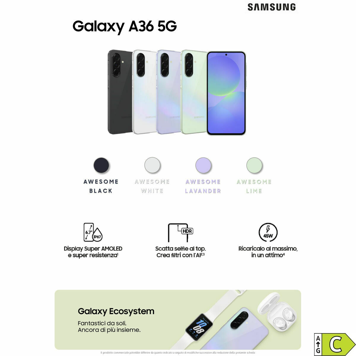 Image de Smartphone Samsung SM-A366BZKBEEB Octa Core 6 GB RAM 128 GB Black 6,7"