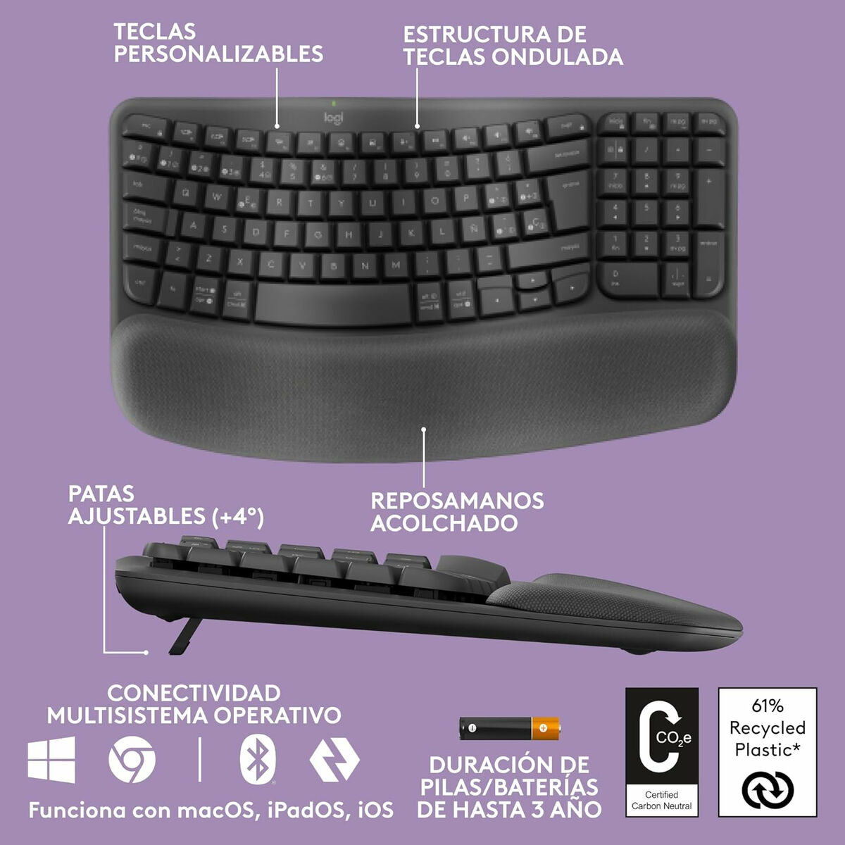 Afbeeldingen van Keyboard Logitech 920-012296 Graphite Spanish QWERTY