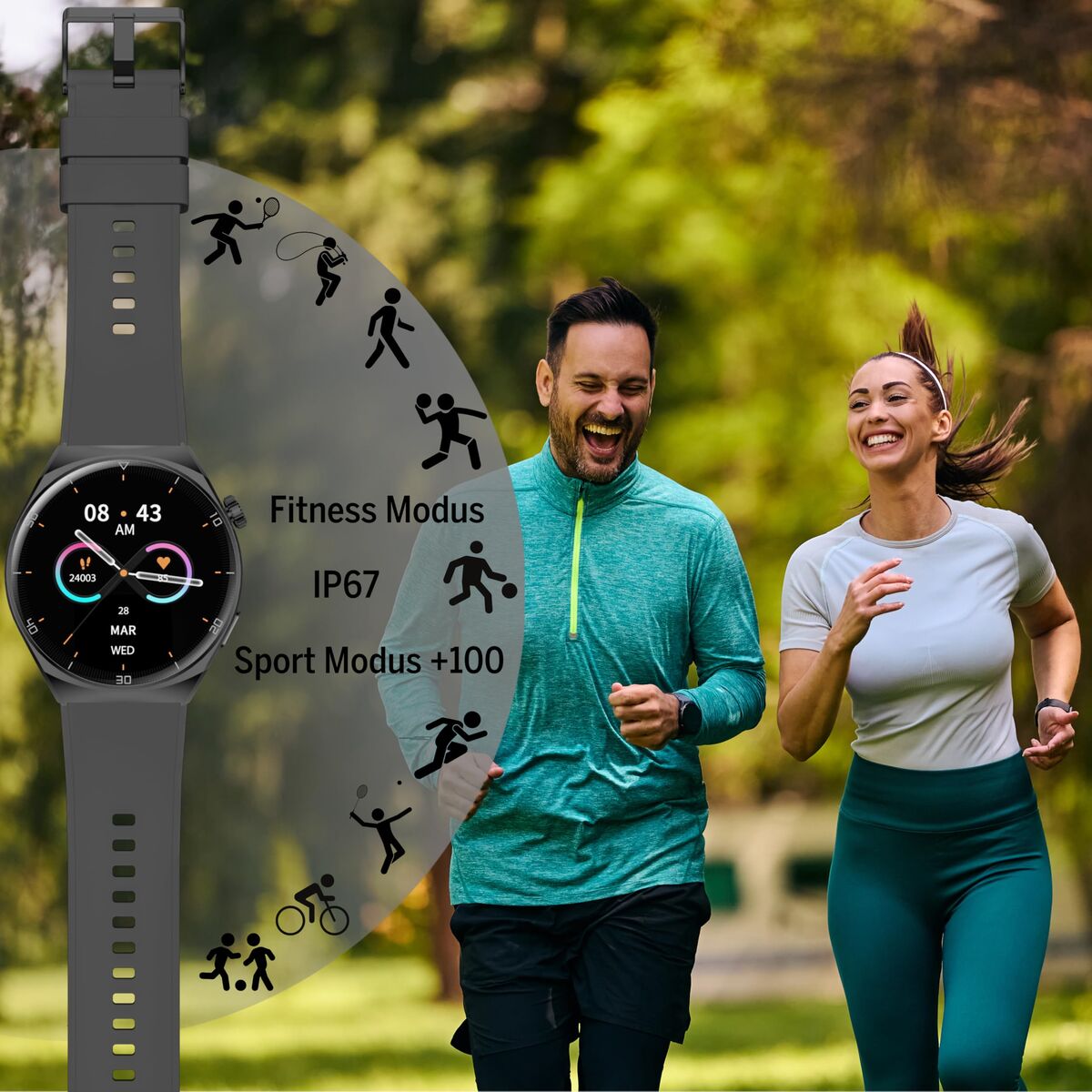 Image de Montre intelligente beafon WATCH 401 43 mm 1,43" Noir Argenté