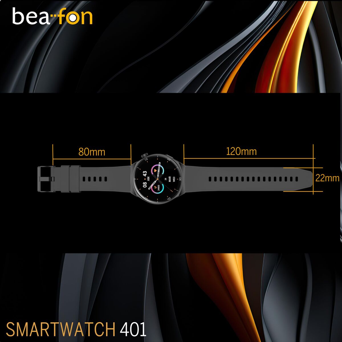 Image de Montre intelligente beafon WATCH 401 43 mm 1,43" Noir Argenté