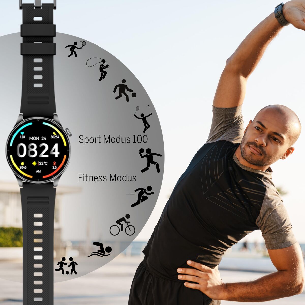 Image de Montre intelligente beafon WATCH 301 44 mm 1,45" Noir