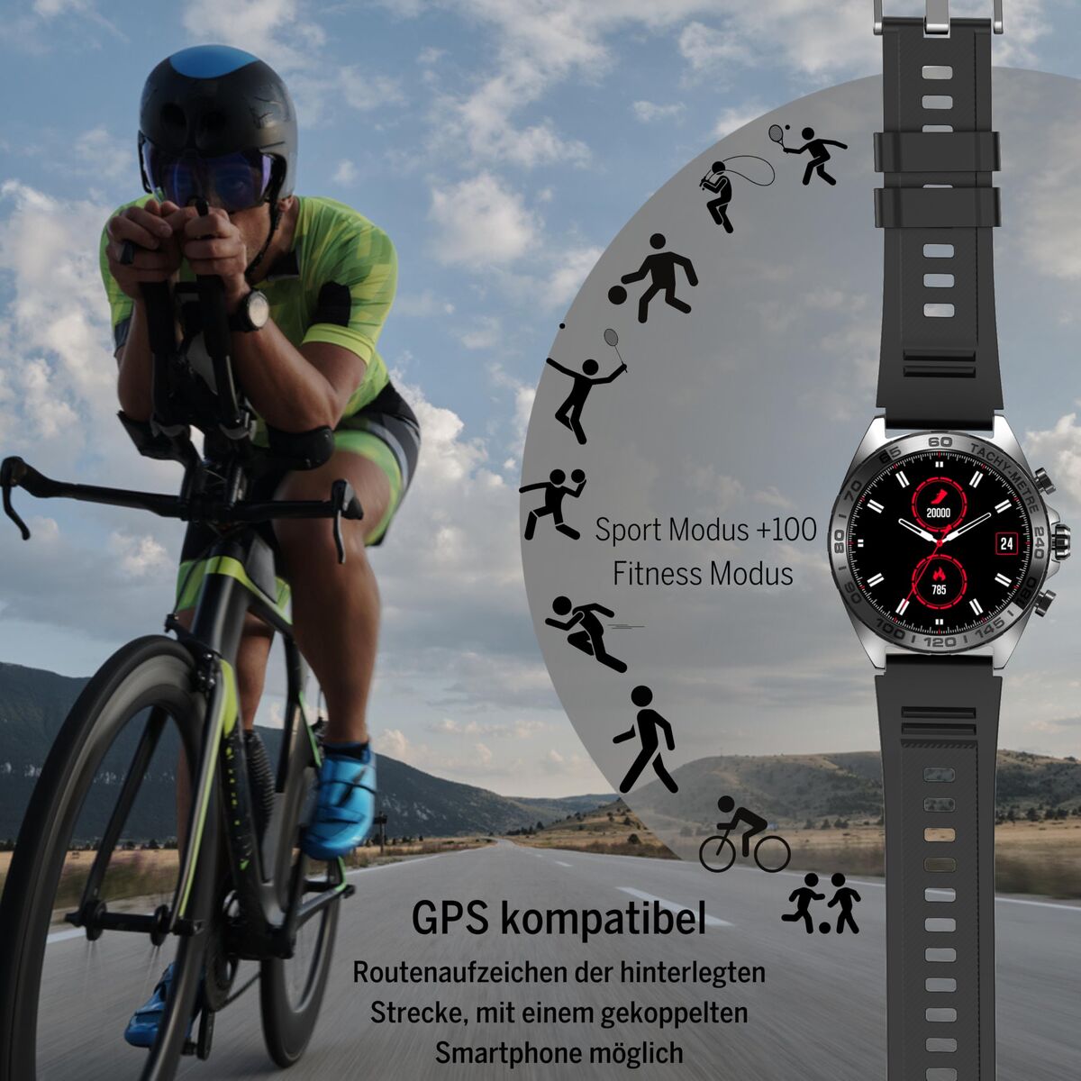 Image de Montre intelligente beafon WATCH 501 1,43" Acier Noir mat