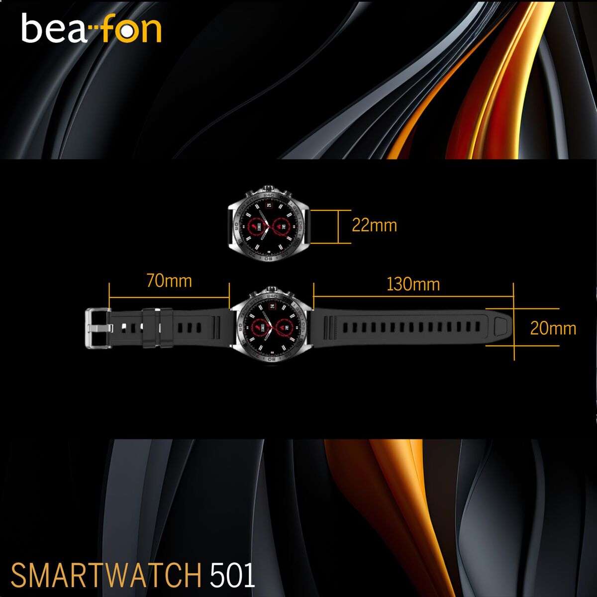 Image de Montre intelligente beafon WATCH 501 1,43" Acier Noir mat