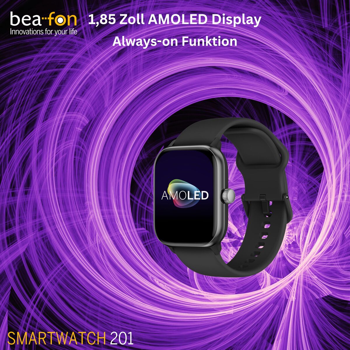 Image de Montre intelligente beafon WATCH 201 1,85" Noir Argenté