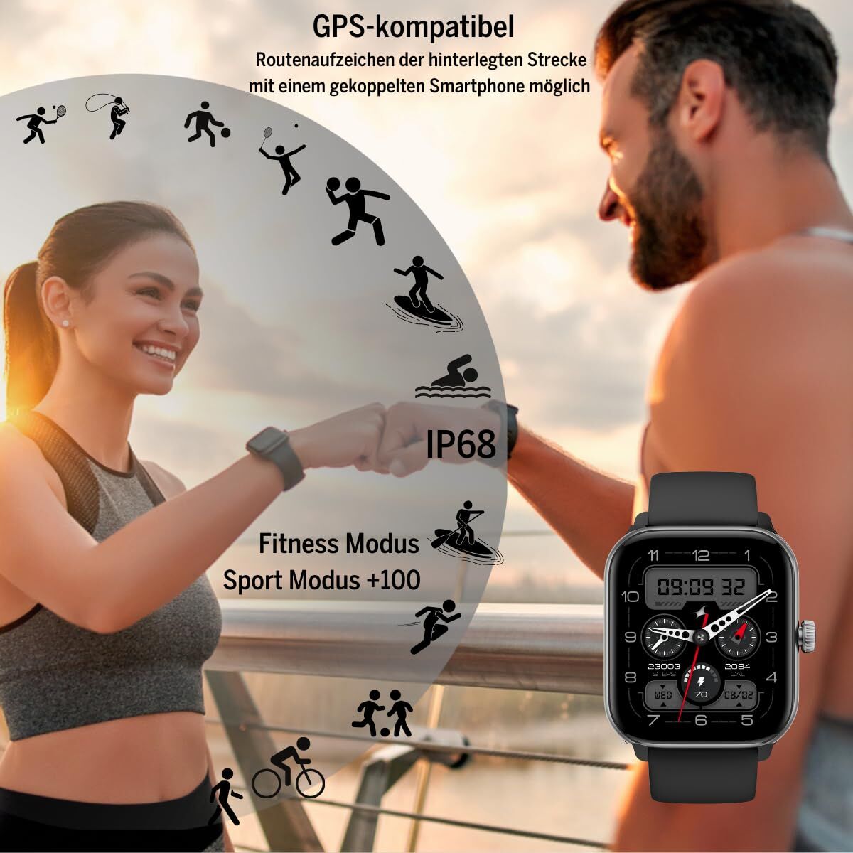 Image de Montre intelligente beafon WATCH 201 1,85" Noir Argenté