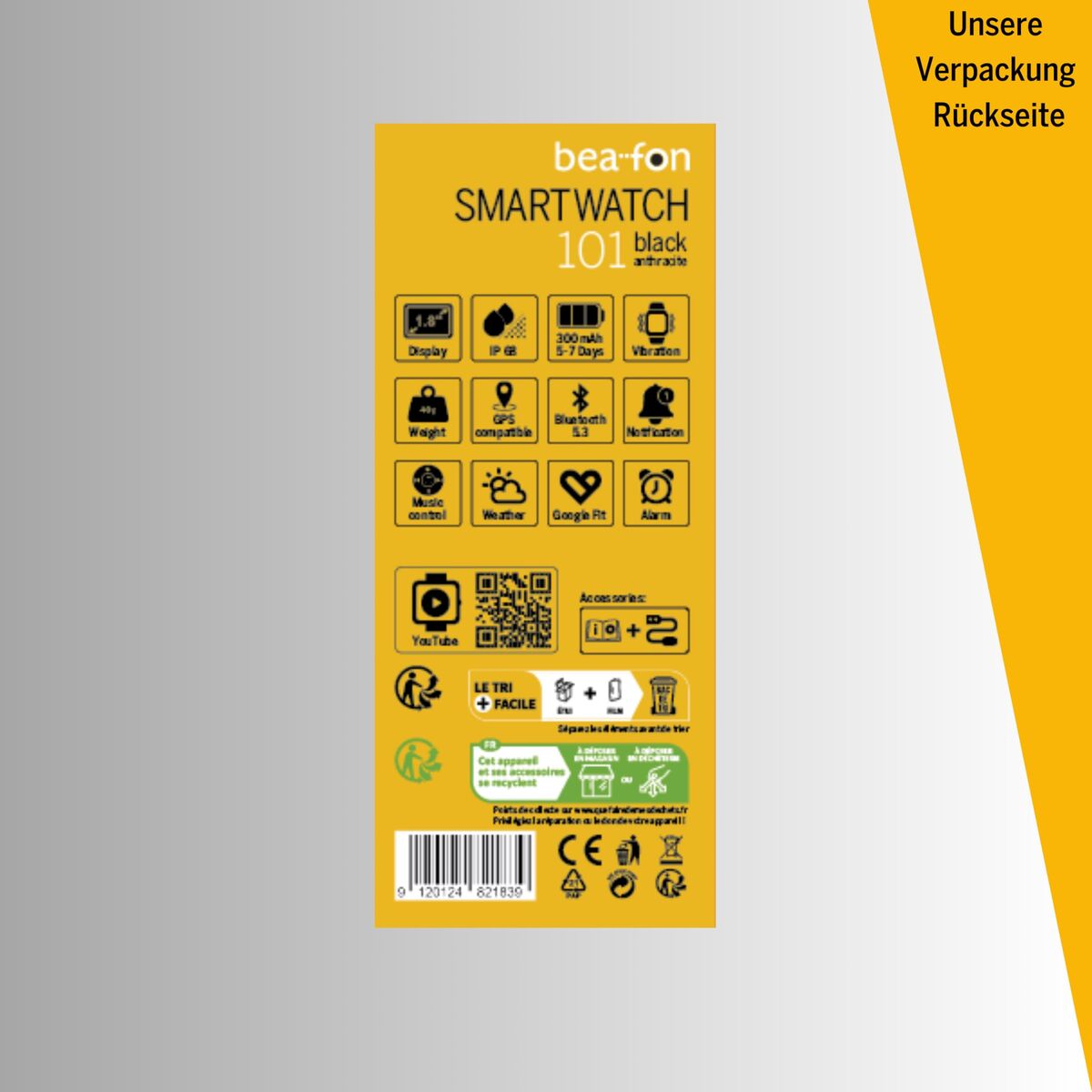 Image de Montre intelligente beafon WATCH 101 1,8" Noir Gris