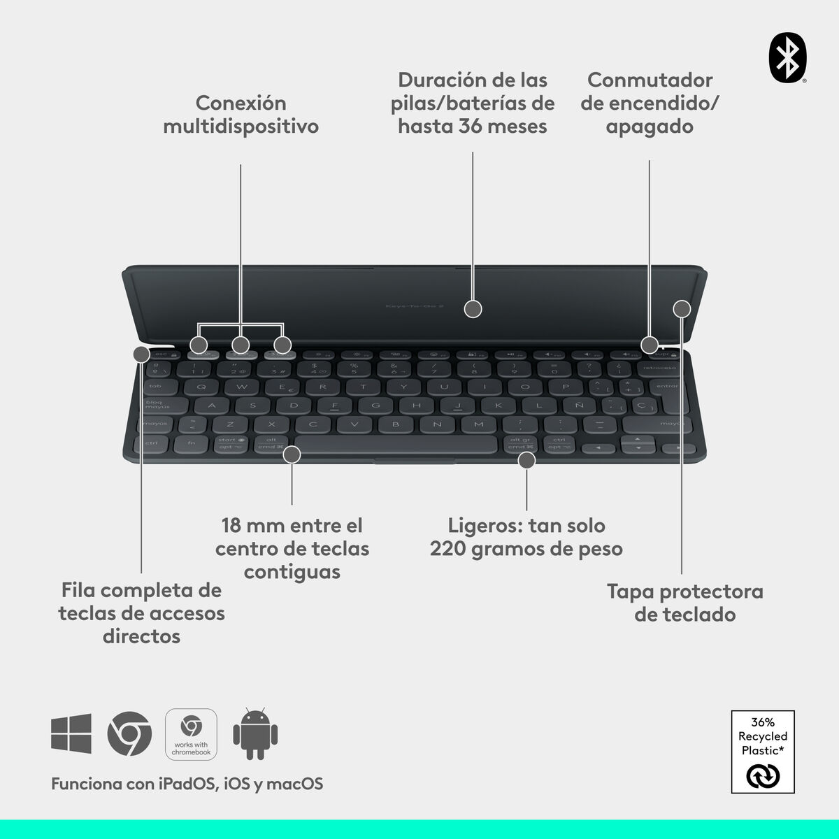 Afbeeldingen van Keyboard Logitech 920-012973 Graphite Spanish QWERTY