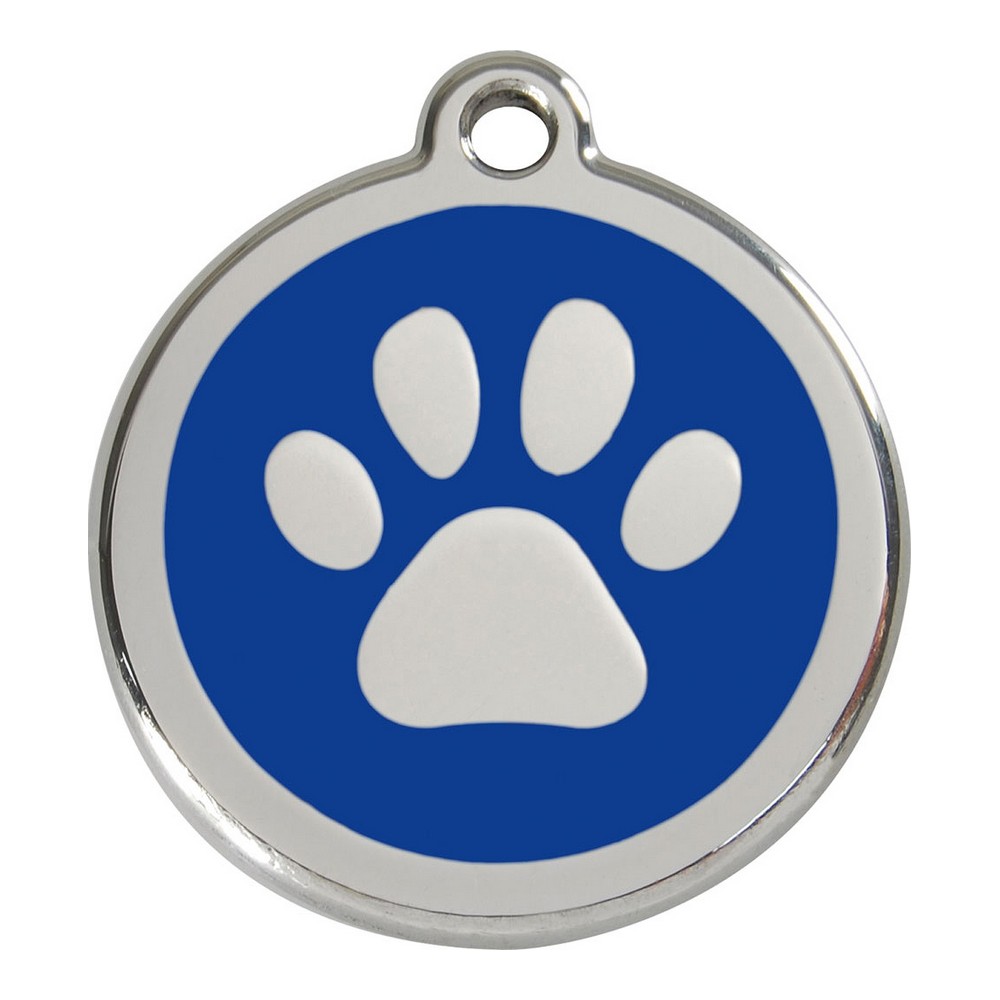 Identification plate for collar Red Dingo Animal footprint Dark blue (Ø 20 mm)