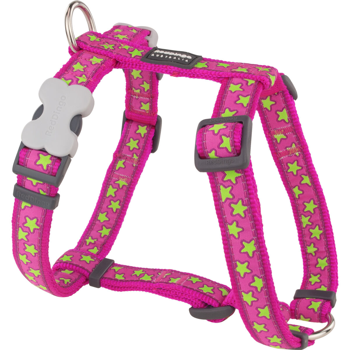 Harnais pour Chien Red Dingo STYLE STARS LIME ON HOT PINK 45-66 cm 36-59 cm