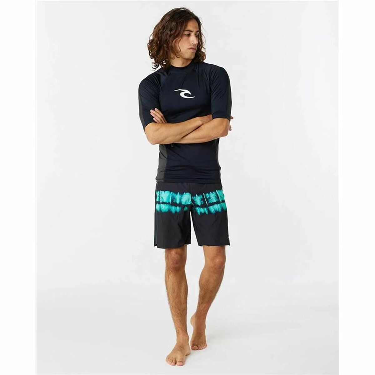 Bathing T-shirt Rip Curl Waves pf Black Surf