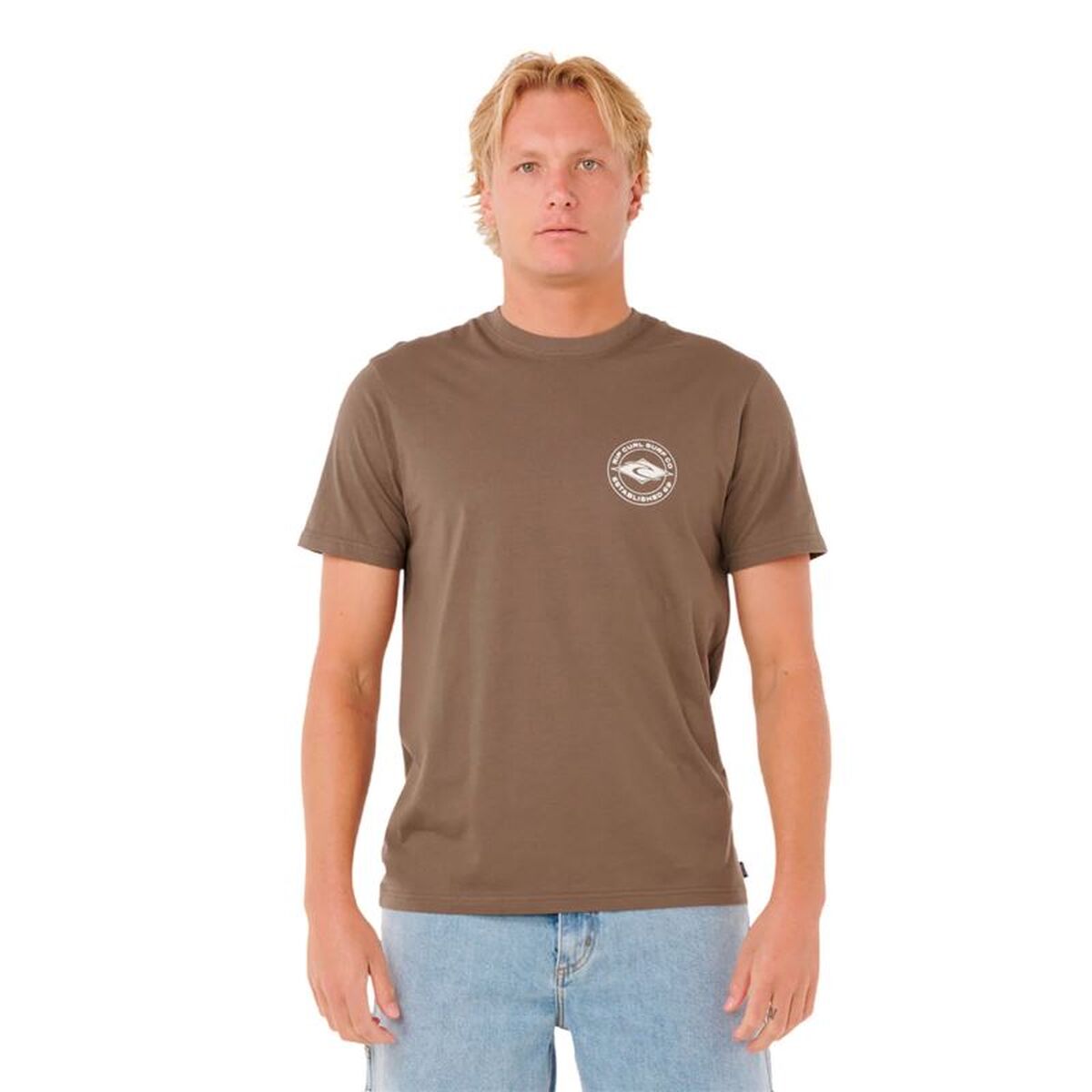 Heren-T-Shirt met Korte Mouwen Rip Curl Staple Lichtbruin