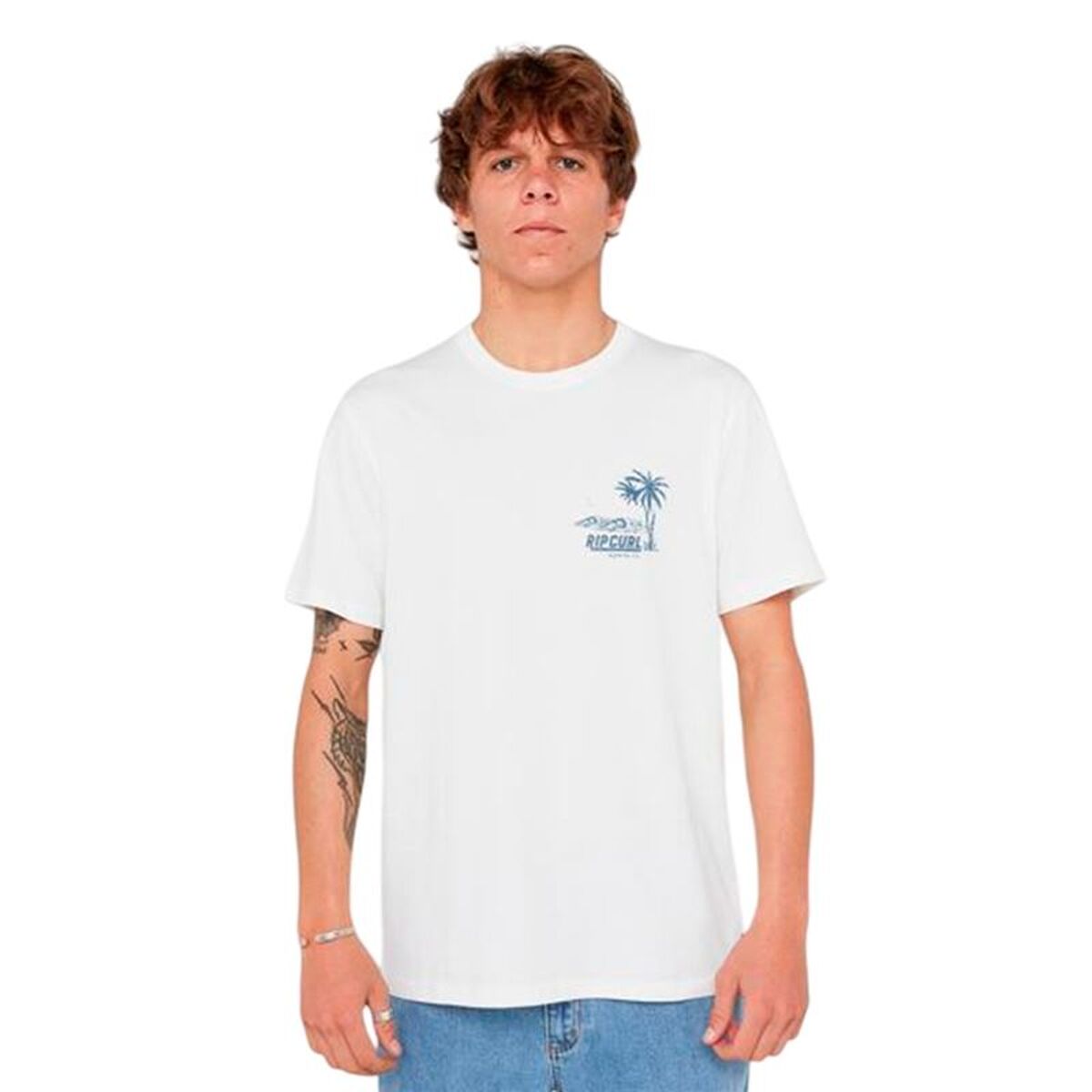 Heren-T-Shirt met Korte Mouwen Rip Curl Sportline Tubular Tee Wit