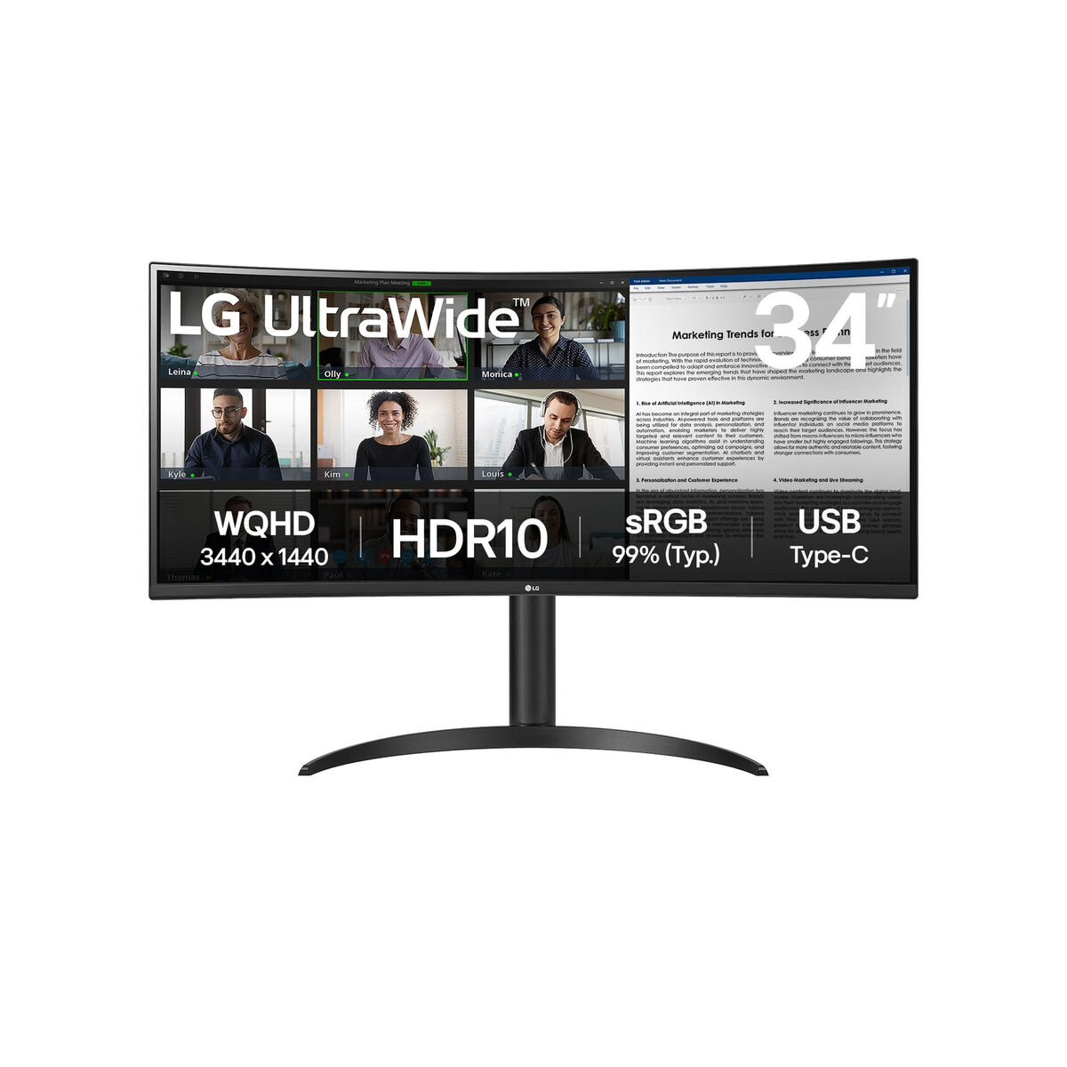 Image de Monitor LG 34WR50QK-B 34" 4K Ultra HD LCD Wide Quad HD