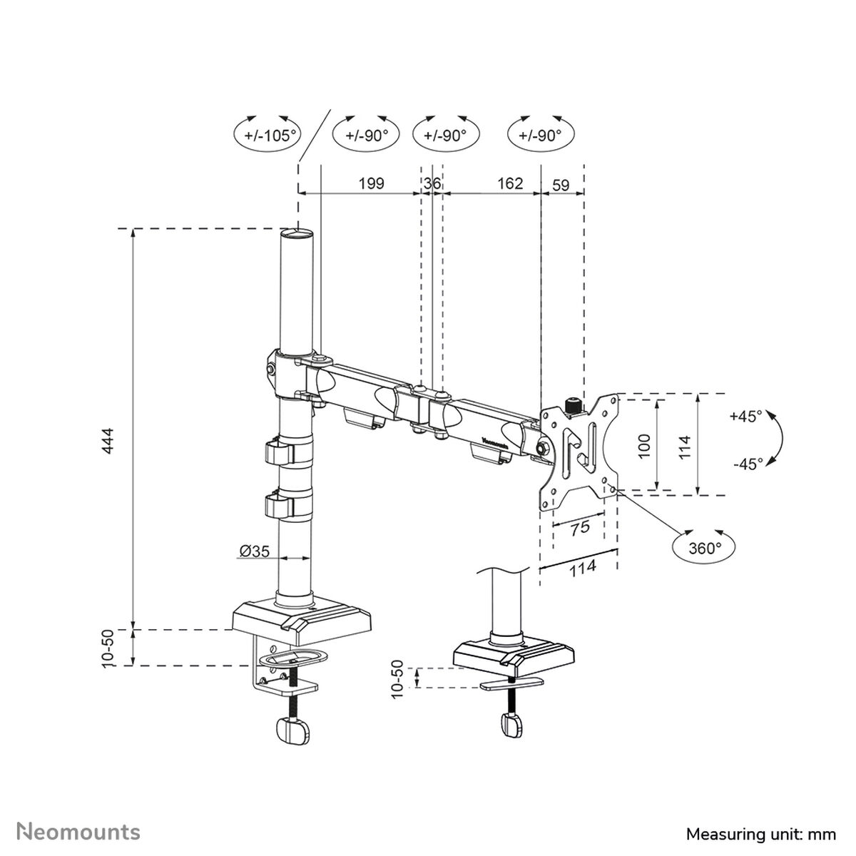 Afbeeldingen van Screen Table Support Neomounts DS60-600BL1 10" 32"