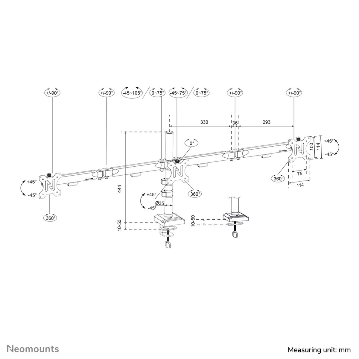 Afbeeldingen van Screen Table Support Neomounts DS60-600BL3 10" 27"