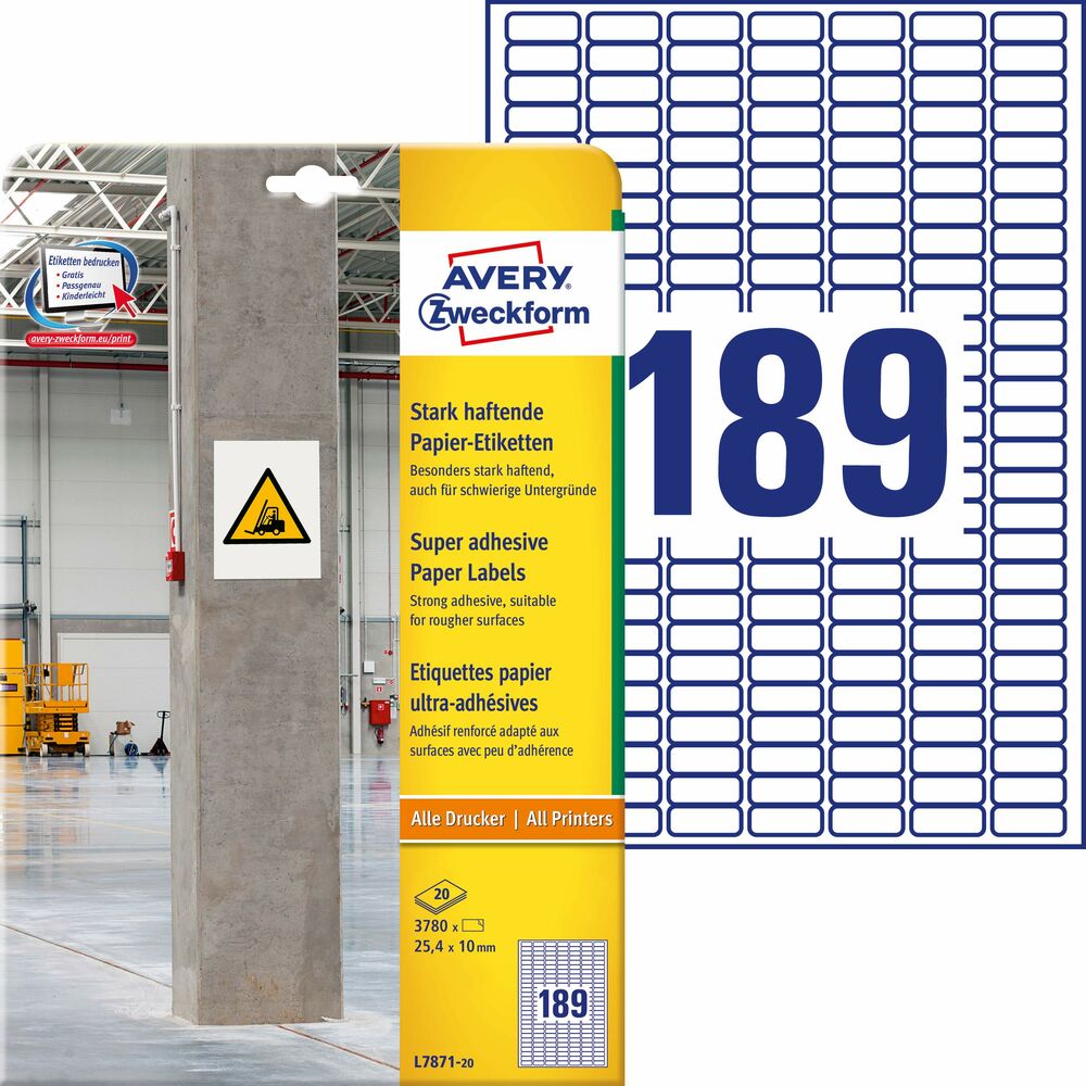Adhesives Avery L7871-20 (Refurbished A)