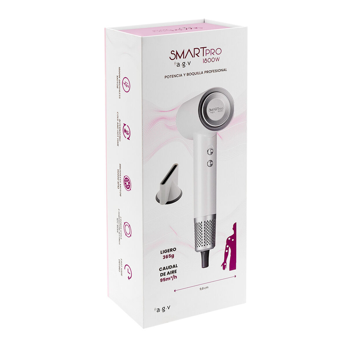 By AGV Pack Föhn en Diffuser Smart Pro 1800W Ionisch Stil Sneldrogend