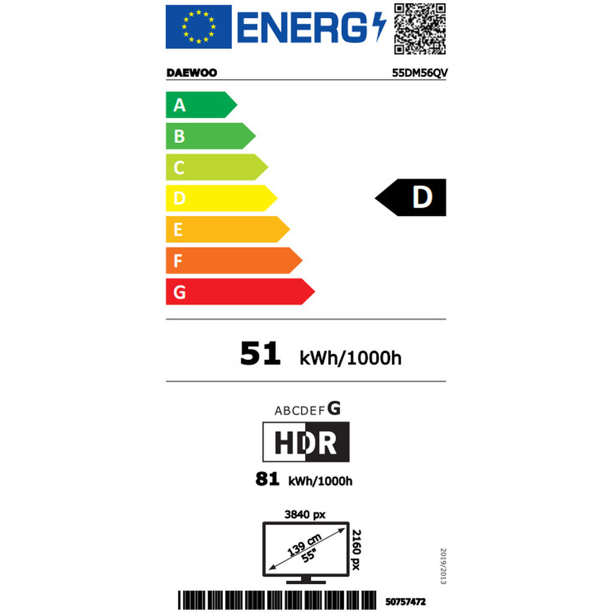 Picture of Smart TV Daewoo 55DM56QV 55" 4K Ultra HD QLED