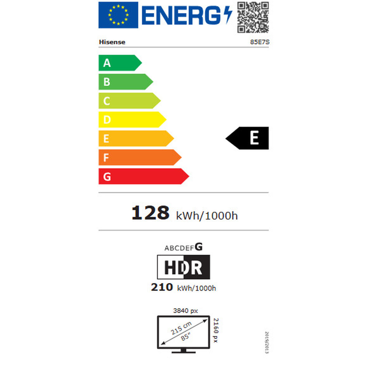 Picture of Smart TV Hisense 85E7S 3840 x 2160 px 85" HDR10+ QLED