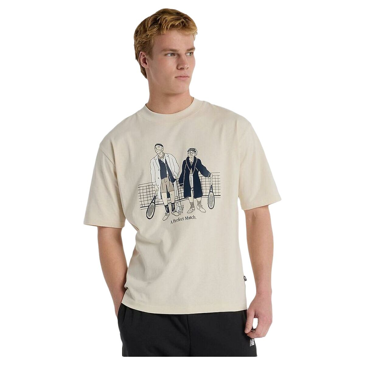 T-shirt à manches courtes homme New Balance Perfect Match Tennis T Shirt MT51412 LIN Blanc