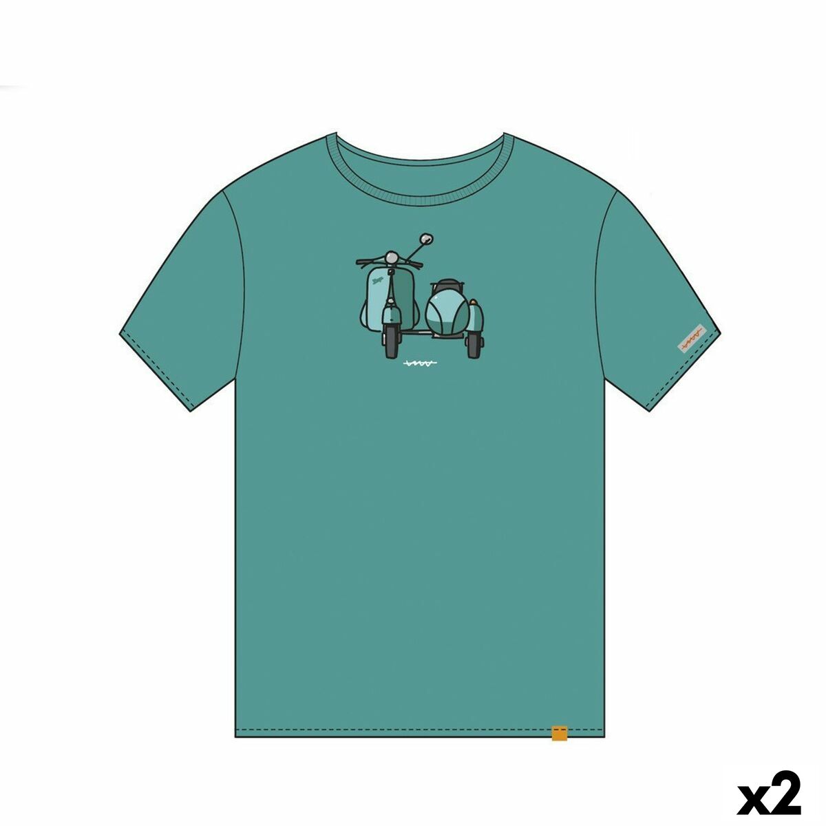T-shirt à manches courtes unisex Cállate la Boca Turquoise Side-car M (2 Unités)