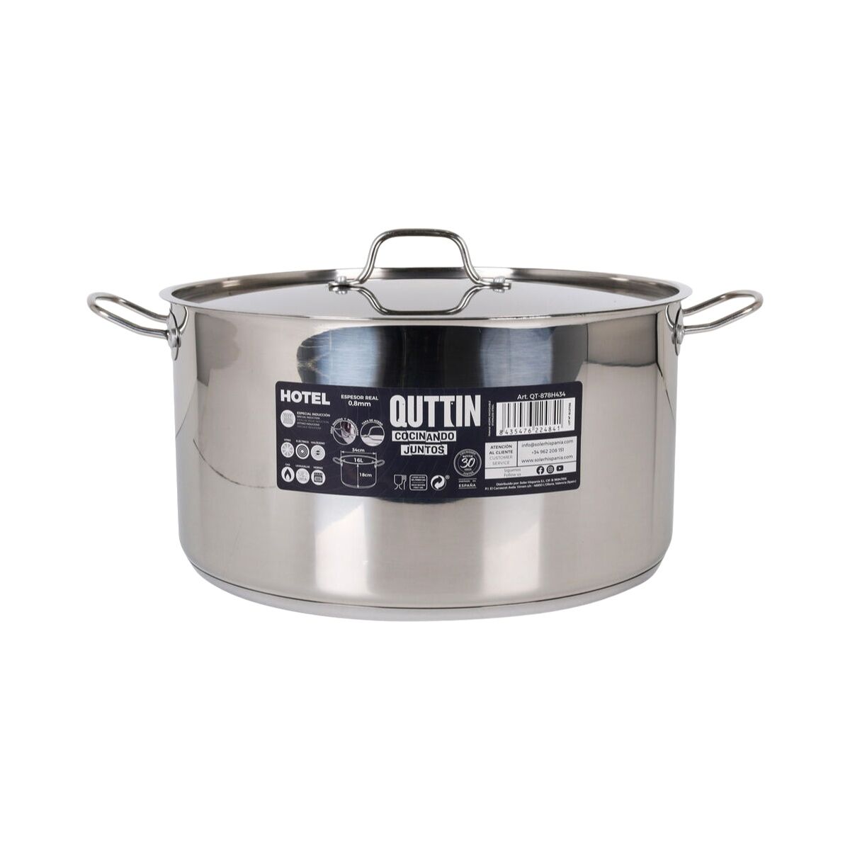 Image secondaire de Casserole avec Couvercle Quttin ø 34 x 18 cm (2 Unités)